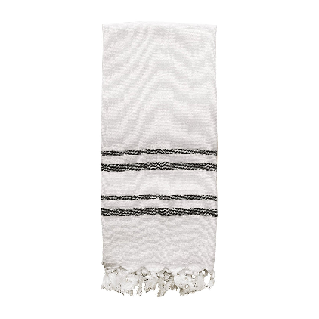 Haley Turkish Cotton + Bamboo Hand Towel - Two Stripe by Sweet Water Decor