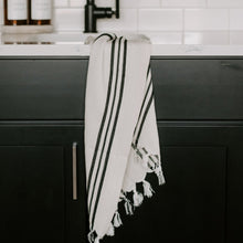 Load image into Gallery viewer, Jordan Turkish Cotton + Bamboo Hand Towel - Three Stripe by Sweet Water Decor
